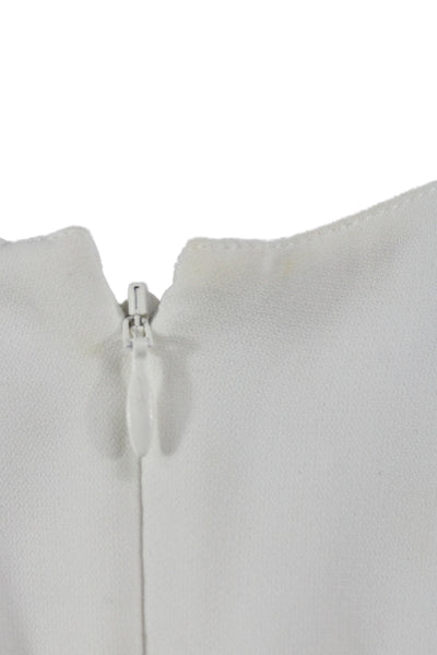 Sachin & Babi Women Blouson White Mid-Calf Crew Neck Short Sleeve Dress Size S