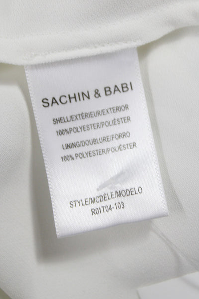 Sachin & Babi Women Blouson White Mid-Calf Crew Neck Short Sleeve Dress Size S