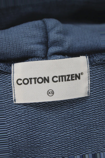Cotton Citizen Womens Hooded T-Shirt Dress Blue Short Sleeve Pullover Size XS