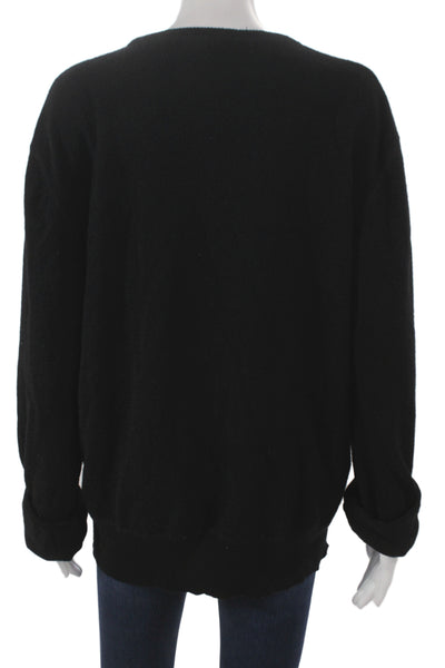 Club Monaco Women Black 100% Cashmere Crew Neck Pullover Long Sleeve Size XL