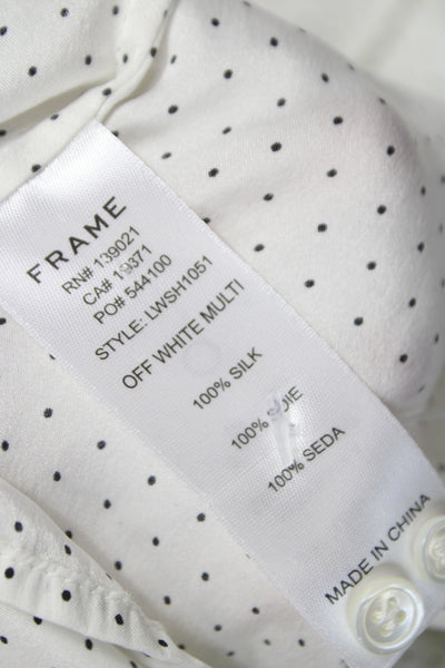 Frame Womens White Silk Polka Dot Collared Blouse Long Sleeve Size S