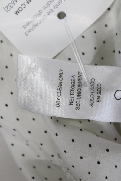 Frame Womens White Silk Polka Dot Collared Blouse Long Sleeve Size S