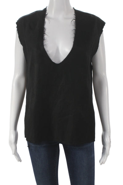 Zara Womens Basic Black Sleeveless V Neck Polyester Blouse Size S