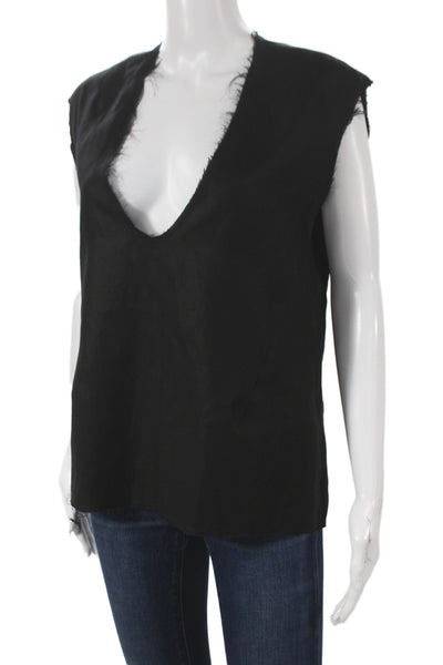 Zara Womens Basic Black Sleeveless V Neck Polyester Blouse Size S