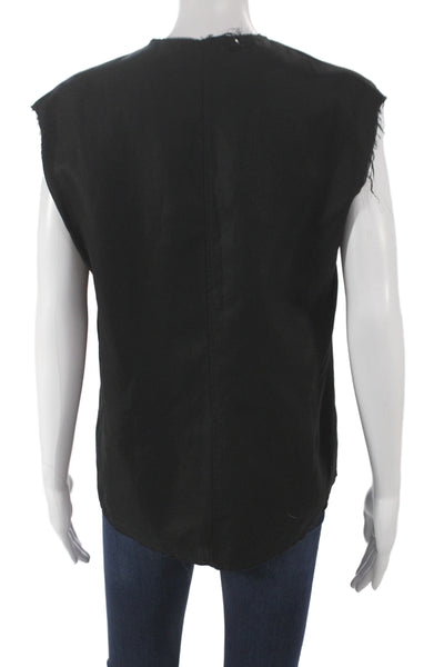 Zara Womens Basic Black Sleeveless V Neck Polyester Blouse Size S