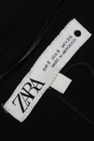 Zara Womens Basic Black Sleeveless V Neck Polyester Blouse Size S