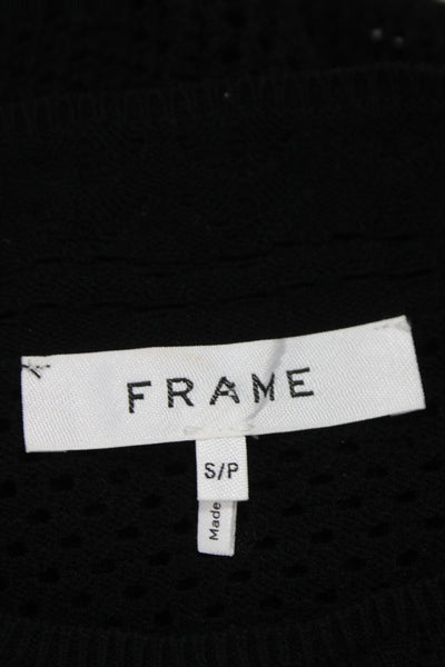 Frame Womens Pullover Black Crew Neck Long Sleeve Boho Size S