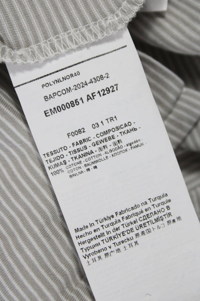 Emporio Armani Mens Striped Polo Shirt Grey Cotton Size Extra Extra Large