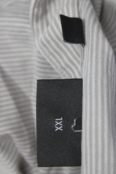 Emporio Armani Mens Striped Polo Shirt Grey Cotton Size Extra Extra Large
