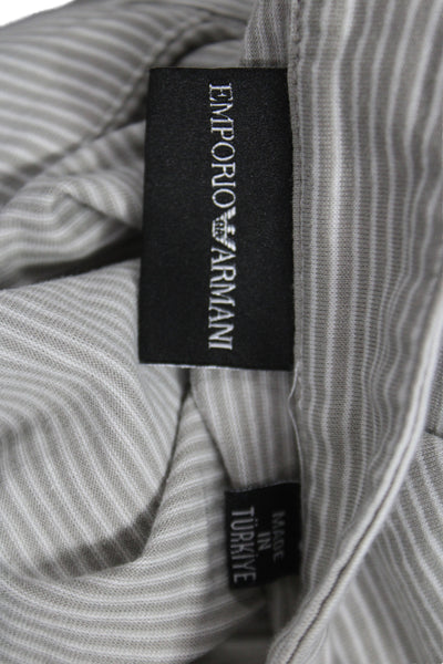 Emporio Armani Mens Striped Polo Shirt Grey Cotton Size Extra Extra Large