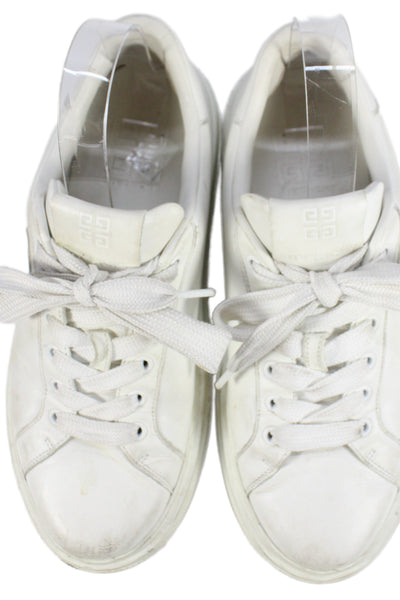 Givenchy Womens Leather Platform Low Top Lace Up Sneakers White Size 39 9