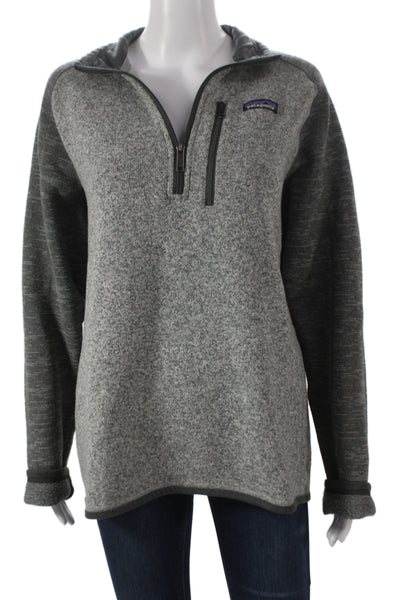 Patagonia Women Pullover Collared Gray Long Sleeve Polyester Fall Size M