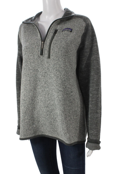Patagonia Women Pullover Collared Gray Long Sleeve Polyester Fall Size M