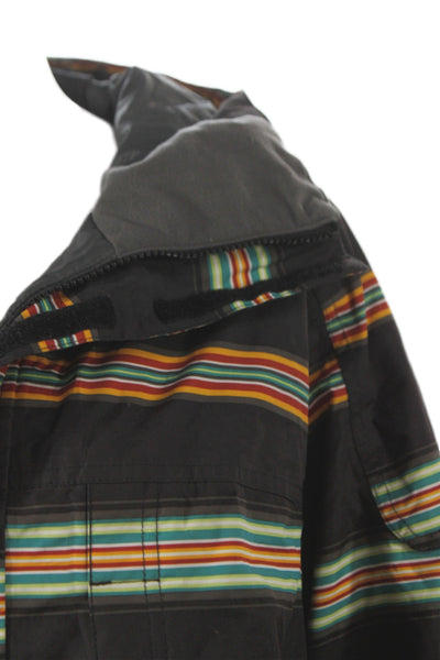 Burton Womens Ski Jacket Black Striped Zip Polyester Winter Long Sleeve Size M