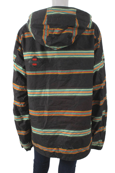 Burton Womens Ski Jacket Black Striped Zip Polyester Winter Long Sleeve Size M
