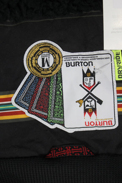 Burton Womens Ski Jacket Black Striped Zip Polyester Winter Long Sleeve Size M