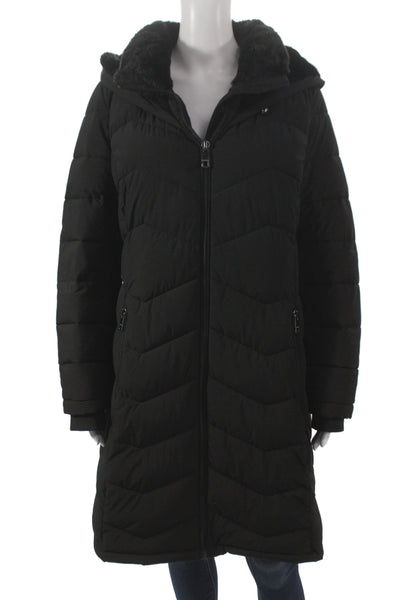 Calvin Klein Women Puffer Jacket Black Zip Polyester Winter Size L
