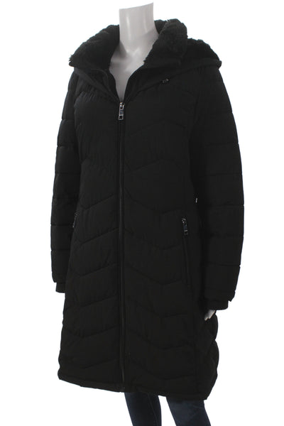 Calvin Klein Women Puffer Jacket Black Zip Polyester Winter Size L