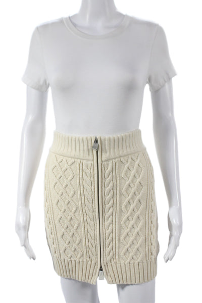 Simkhai Womens Mini Cable Knit Ivory Skirt 82% Cotton Size S