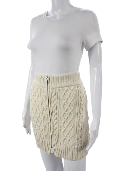 Simkhai Womens Mini Cable Knit Ivory Skirt 82% Cotton Size S