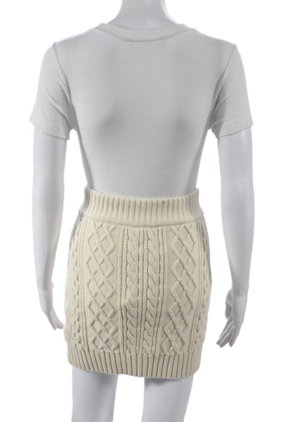 Simkhai Womens Mini Cable Knit Ivory Skirt 82% Cotton Size S