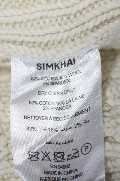 Simkhai Womens Mini Cable Knit Ivory Skirt 82% Cotton Size S