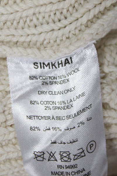Simkhai Womens Mini Cable Knit Ivory Skirt 82% Cotton Size S