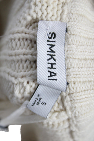 Simkhai Womens Mini Cable Knit Ivory Skirt 82% Cotton Size S