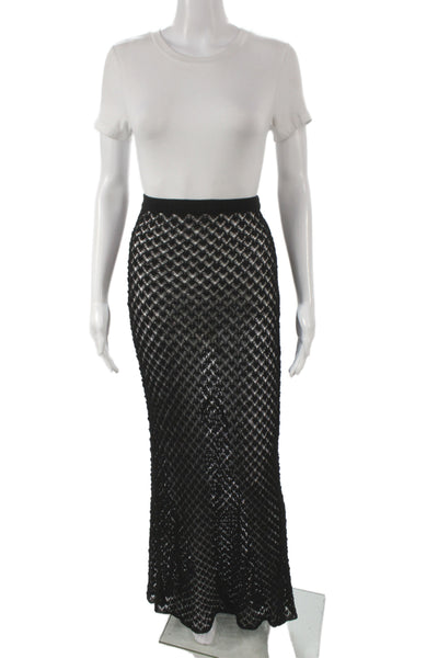 Victoria Beckham Women Maxi Skirt Black Geometric Long Bohemian Size S