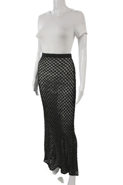 Victoria Beckham Women Maxi Skirt Black Geometric Long Bohemian Size S