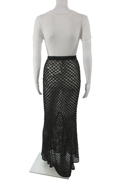 Victoria Beckham Women Maxi Skirt Black Geometric Long Bohemian Size S