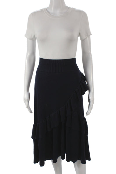 Ulla Johnson Women Wrap Skirt Blue Cotton Midi Boho Size M