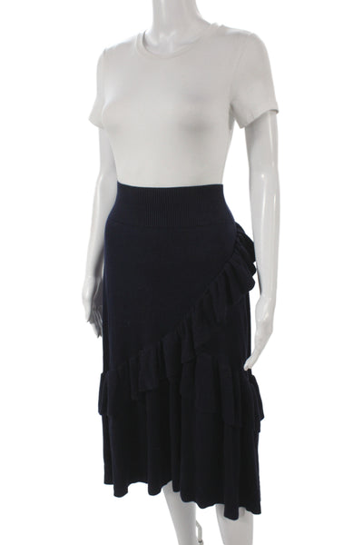 Ulla Johnson Women Wrap Skirt Blue Cotton Midi Boho Size M