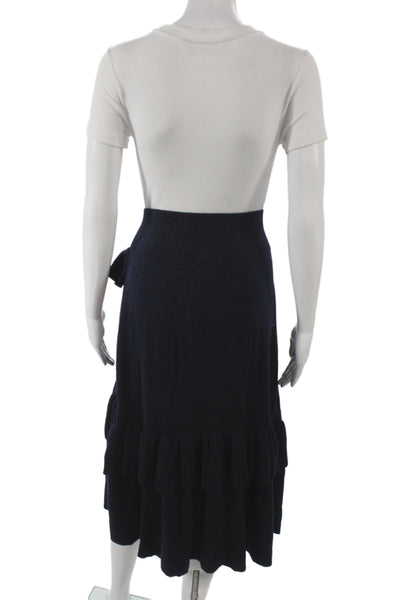Ulla Johnson Women Wrap Skirt Blue Cotton Midi Boho Size M