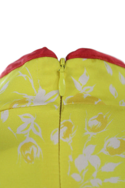 De La Vali Womens Yellow Floral Maxi Dress High Neck Zip Size 10