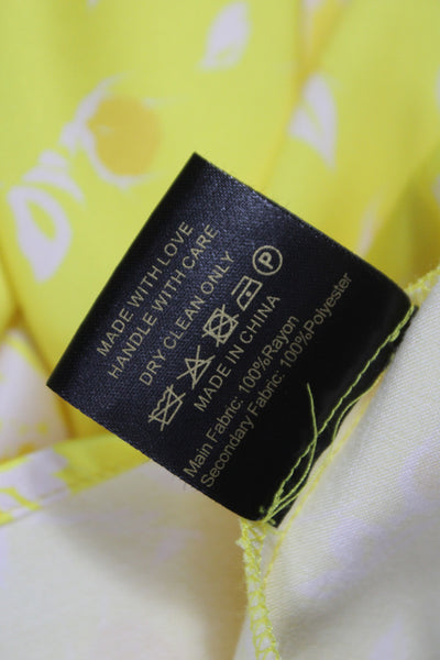 De La Vali Womens Yellow Floral Maxi Dress High Neck Zip Size 10