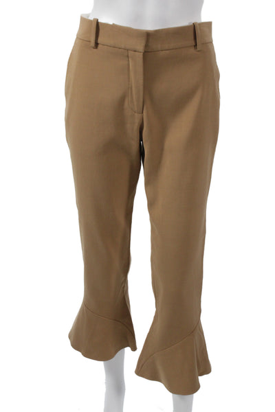Sies Marjan Women Cropped Brown Cotton Pants Button Solid Designer Size 4