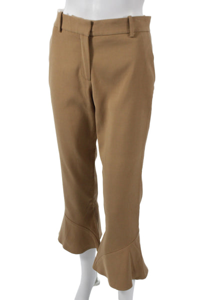 Sies Marjan Women Cropped Brown Cotton Pants Button Solid Designer Size 4