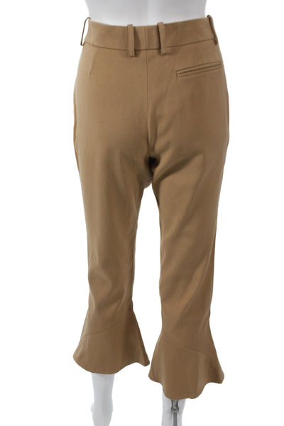 Sies Marjan Women Cropped Brown Cotton Pants Button Solid Designer Size 4