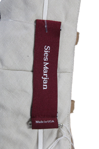 Sies Marjan Women Cropped Brown Cotton Pants Button Solid Designer Size 4