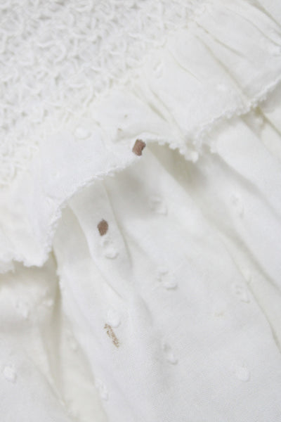 Love Shack Fancy Womens Mini Dress White Cotton Boho Short Sleeve Size M