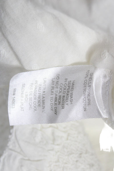 Love Shack Fancy Womens Mini Dress White Cotton Boho Short Sleeve Size M
