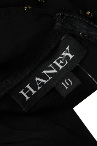 Haney Womens Wrap Dress Black Chiffon Polka Dot V-Neck Long Sleeve Size 10