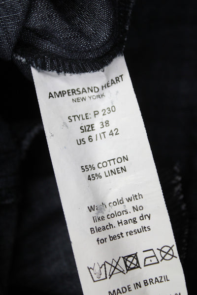 Ampersand Heart Womens Gray Bohemian Maxi Dress 3/4 Sleeve Lace Up Size 38