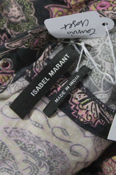 Isabel Marant Womens Black Paisley Mini Dress Cotton Short Sleeve Size 36