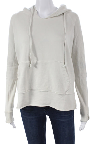 Nili Lotan Womens Ivory Cotton Pullover Hoodie Crew Neck Long Sleeve Size XS