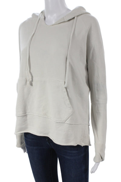 Nili Lotan Womens Ivory Cotton Pullover Hoodie Crew Neck Long Sleeve Size XS