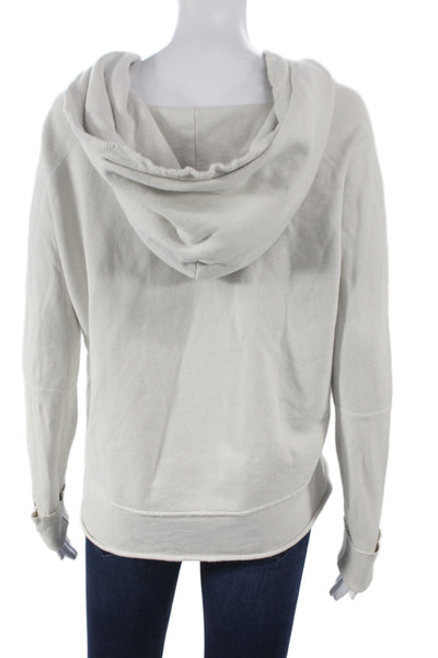 Nili Lotan Womens Ivory Cotton Pullover Hoodie Crew Neck Long Sleeve Size XS