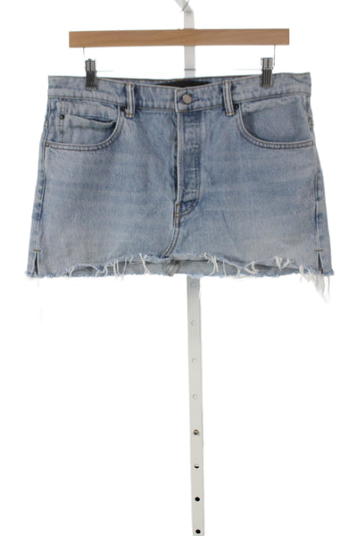 Denim X Alexander Wang Women Mini Button Cotton Skirt Blue Size 29