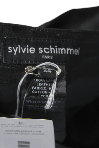 Sylvie Schimmel Womens Biker Lamb Leather Pants Black Size 34